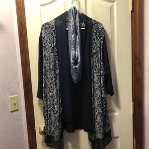 Catherine’s - Navy 3 piece mixed material set - 2X